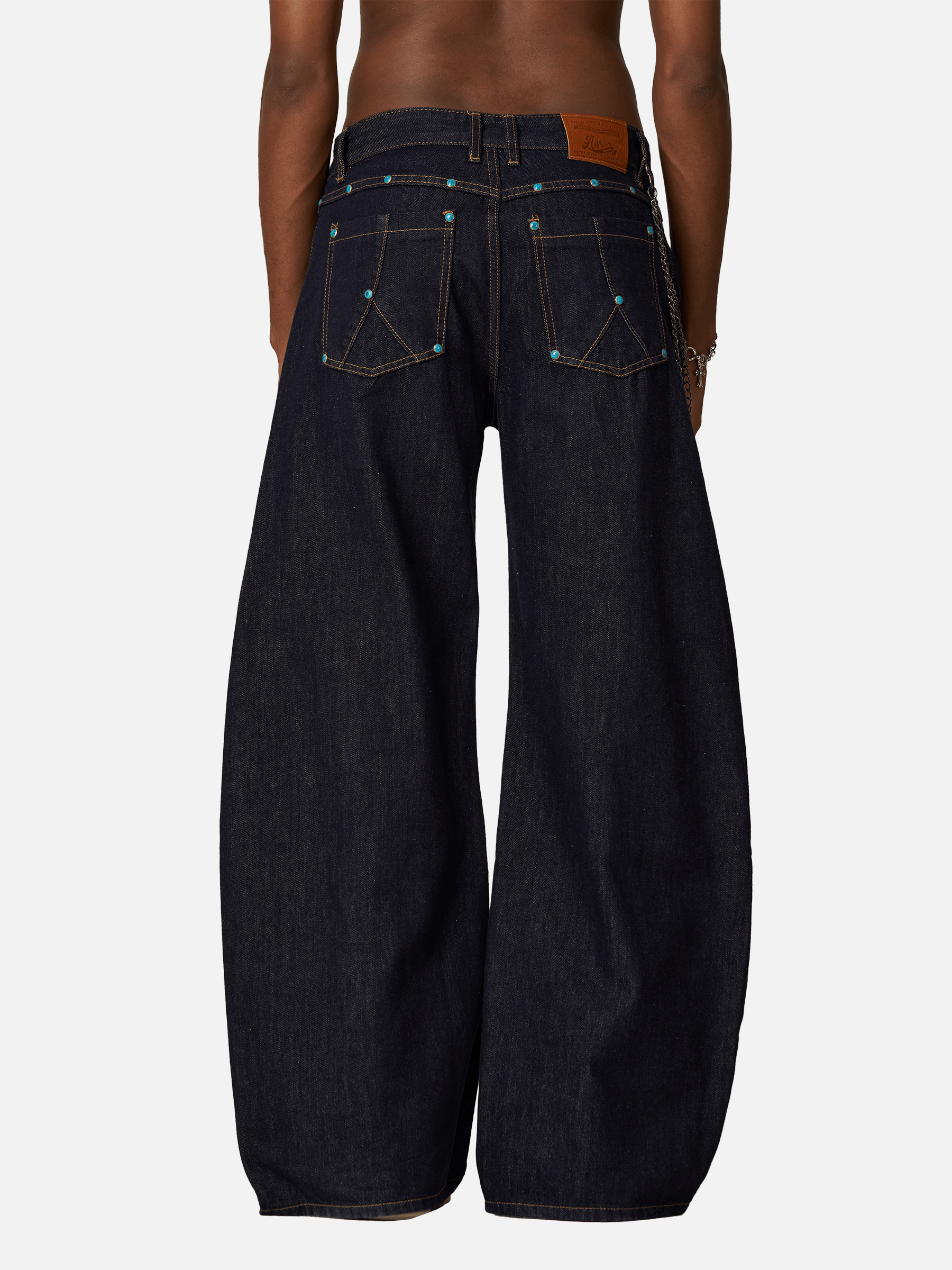 Aelfric Eden Vintage Rivets Raw Baaggy Barrel Jeans - Image 6