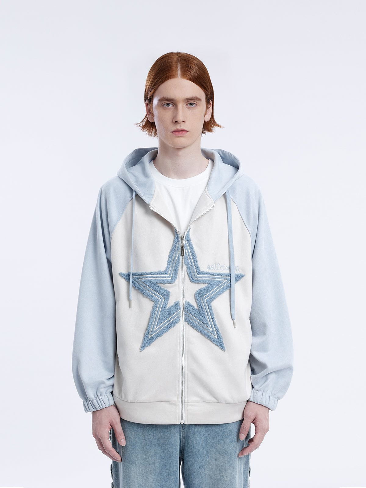 Aelfric Eden Suede Star Patchwork Zip Up Hoodie - Image 9