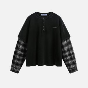 Aelfric Eden Plaid Layered Long Sleeve Tee