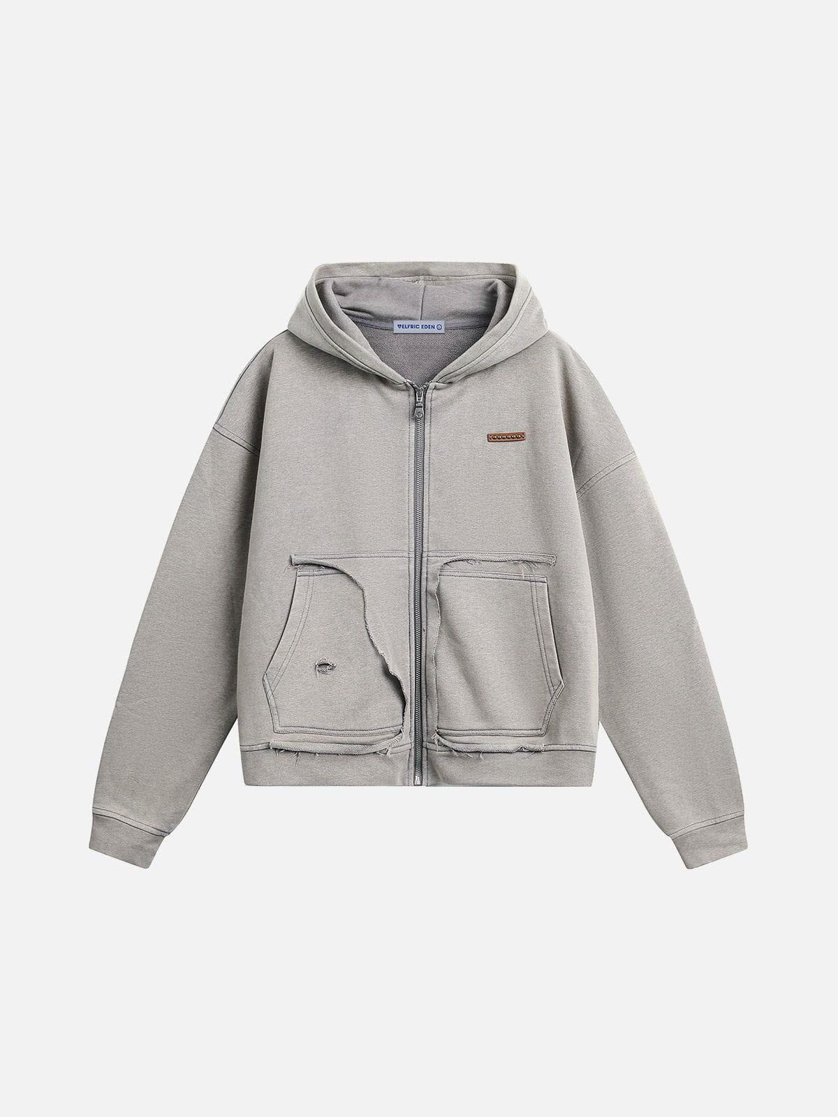 Aelfric Eden Distressed Boxy Zip Up Hoodie