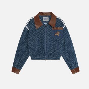 Aelfric Eden Vintage Denim Jacquard Cropped Jacket
