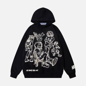 Aelfric Eden Cartoon Line Character Graphic Hoodie