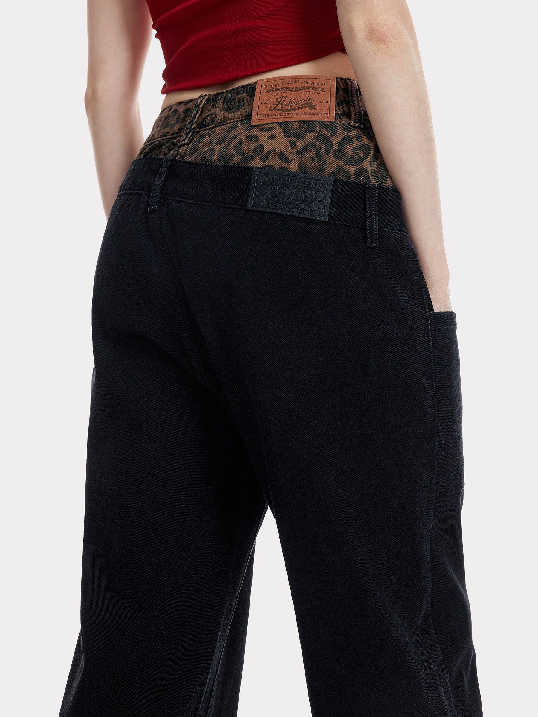 Aelfric Eden Leopard Double Waist Baaggy Jeans - Image 6