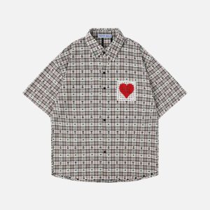 Aelfric Eden Crochet Heart Pocket Plaid Shirt