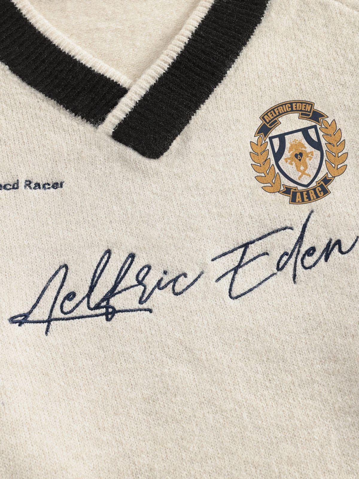 Aelfric Eden Patchwork V-Neck Sweater - Image 4