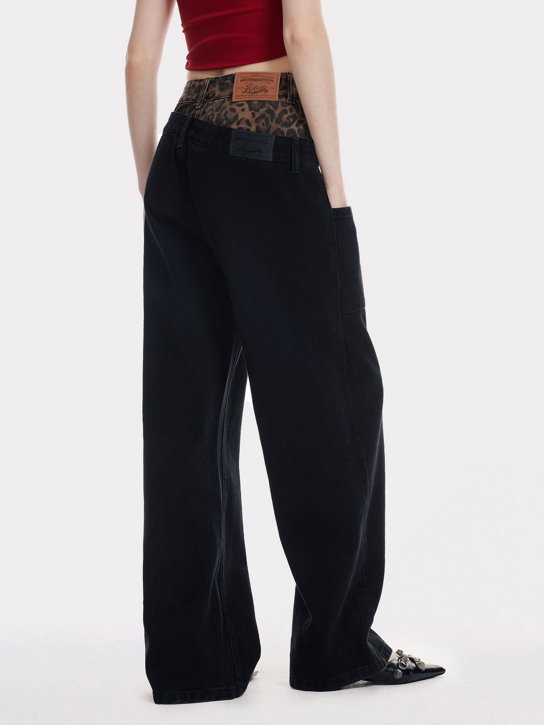 Aelfric Eden Leopard Double Waist Baaggy Jeans - Image 2