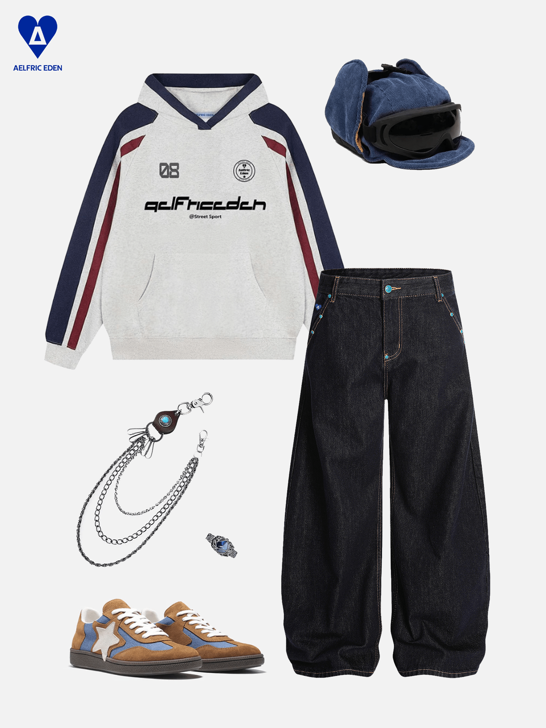 Aelfric Eden Vintage Rivets Raw Baaggy Barrel Jeans - Image 8