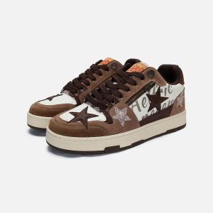 Starry Climb Vintage Star Patchwork Skate Shoes