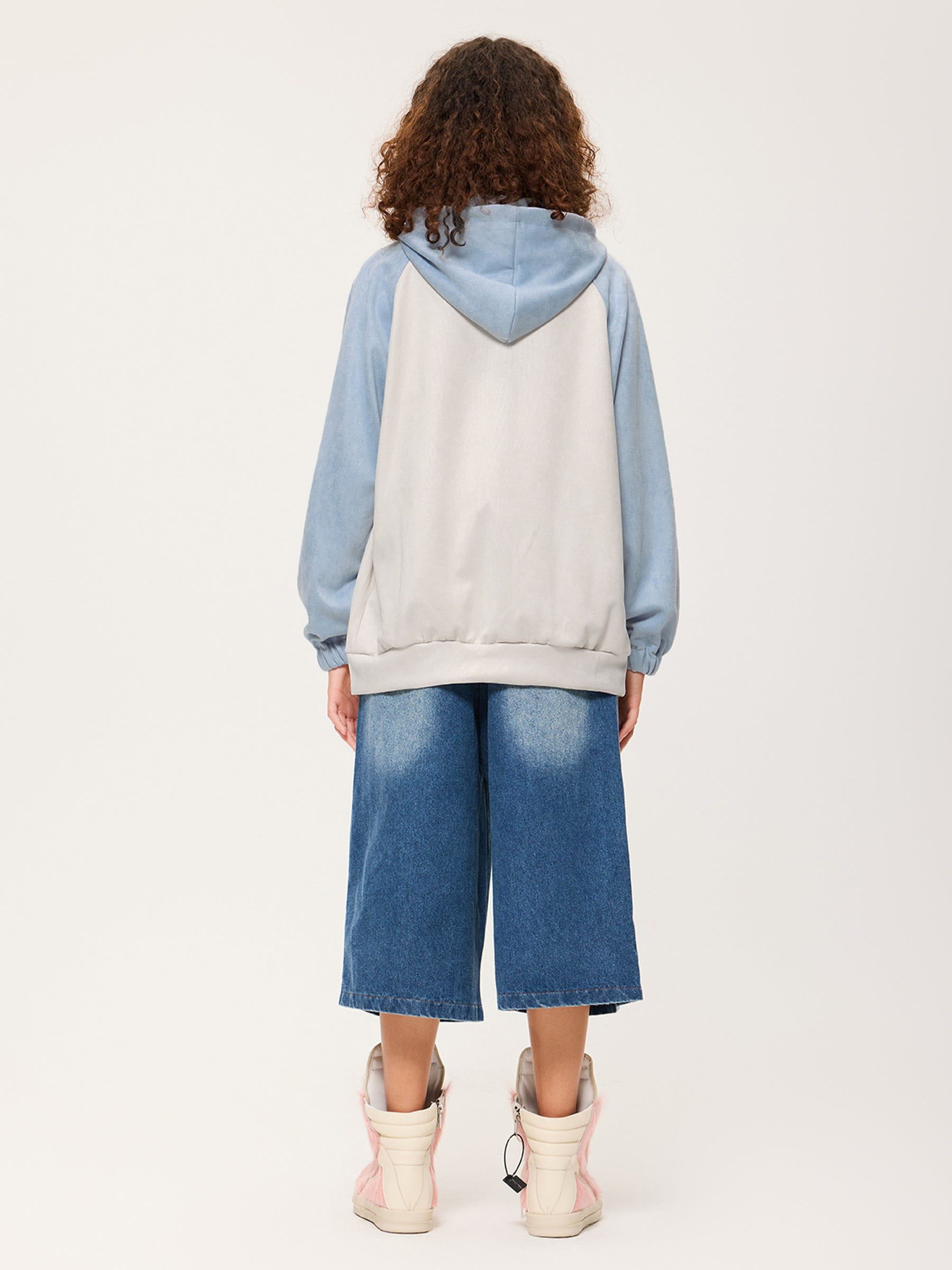 Aelfric Eden Suede Star Patchwork Zip Up Hoodie - Image 6