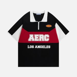 Aelfric Eden Stand Collar Color Blocking Tee