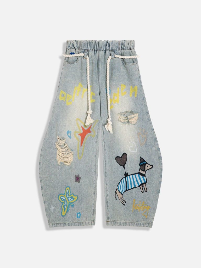 Aelfric Eden Cartoon Graphic Super Baaggy Barrel Jeans