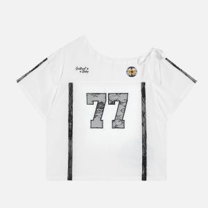 Aelfric Eden Lace Patchwork Off Shoulder Tee