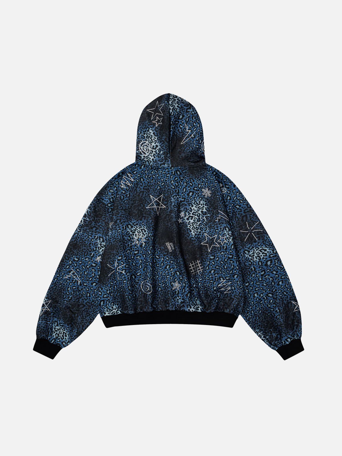 Aelfric Eden Leopard Rhinestone Zip Up Hoodie - Image 3