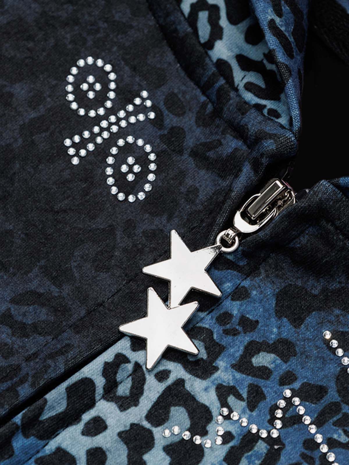 Aelfric Eden Leopard Rhinestone Zip Up Hoodie - Image 4