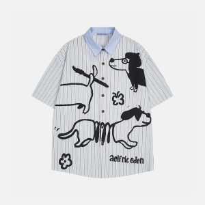 Aelfric Eden Puppy Graphic Striped Shirt