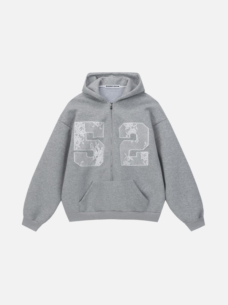 Aelfric Eden Lace Number Half Zip Up Hoodie