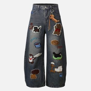 Aelfric Eden  Animal Applique Embroidery Barrel Jeans
