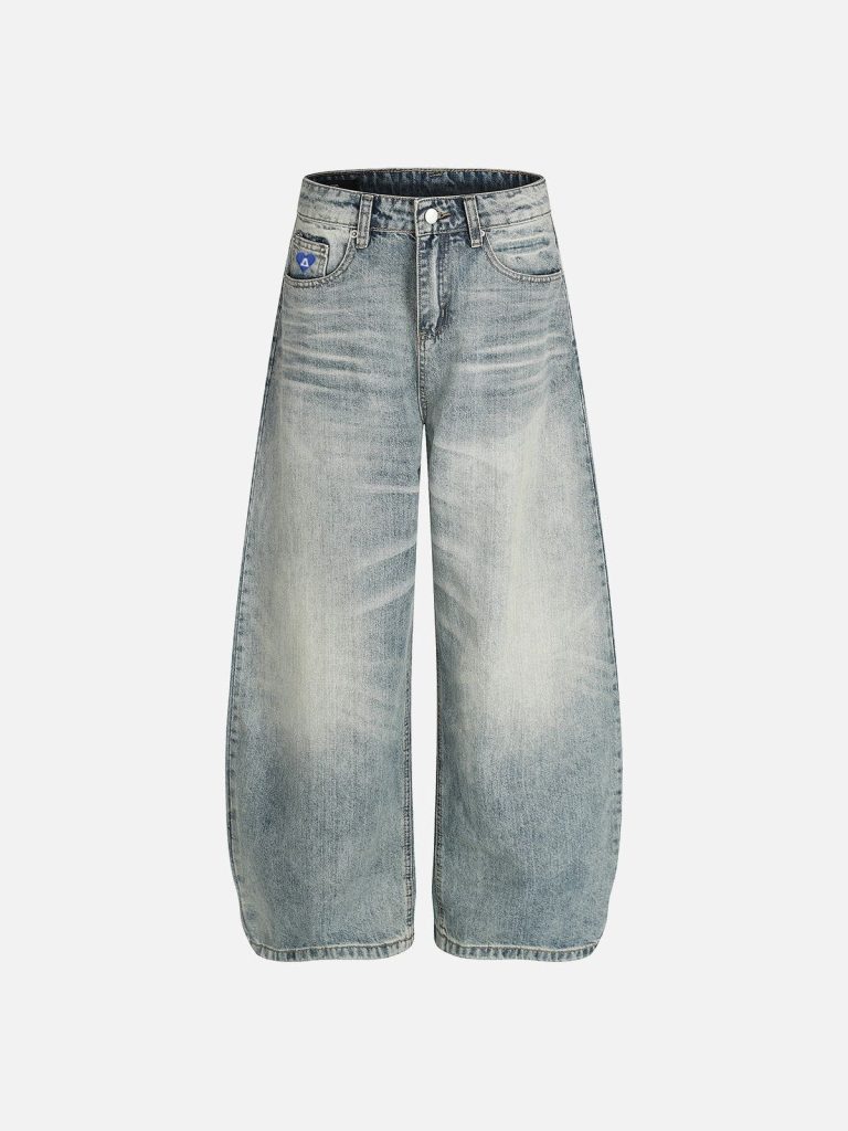 Aelfric Eden Washed Whiskering Baaggy Barrel Jeans