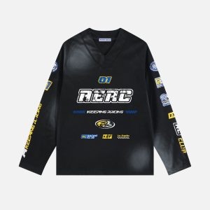 Aelfric Eden Racing Logo Patches Print Long Sleeve Tee