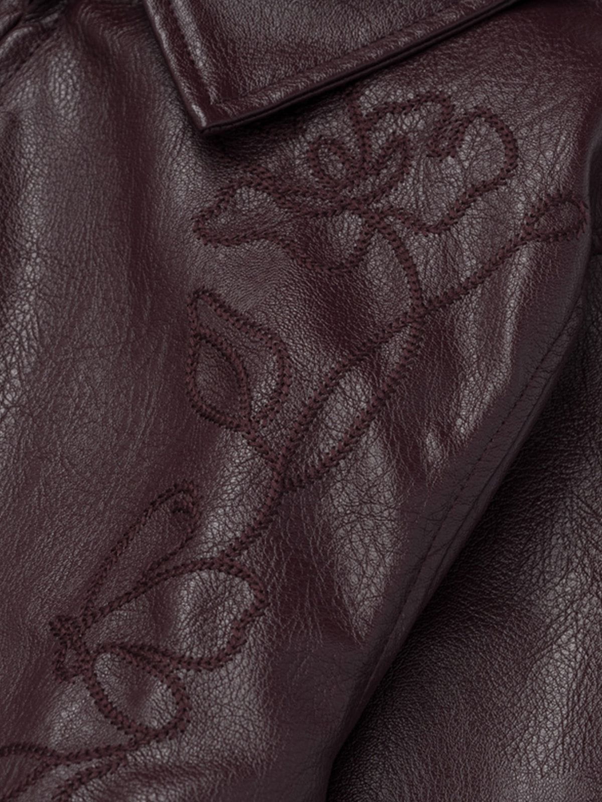 Aelfric Eden Floral Embroidery Boxy Faux Leather Jacket - Image 4