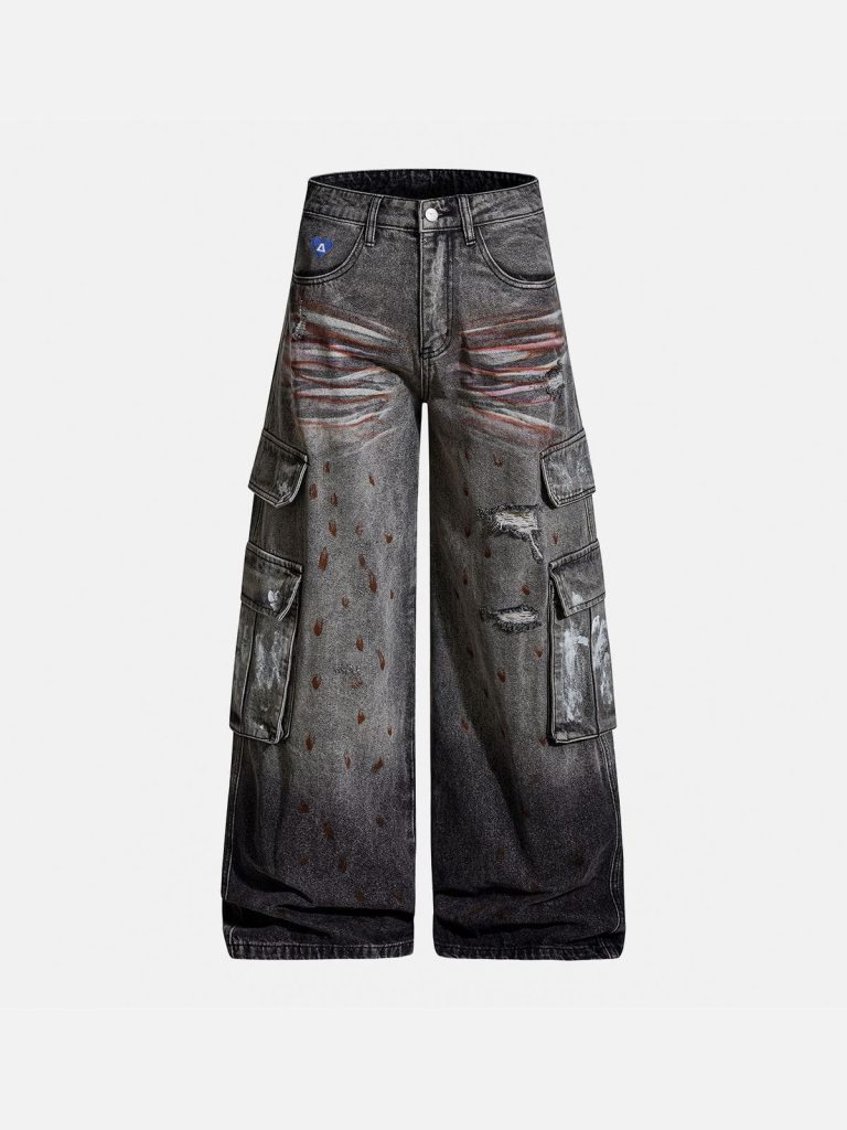 Aelfric Eden Washed Whiskering Multi Pocket Baaggy Jeans