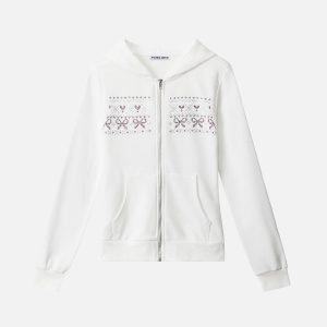 Aelfric Eden Rhinestone Fair Isle Zip Up Hoodie