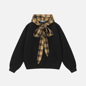 Aelfric Eden Plaid Bow Pullover Hoodie