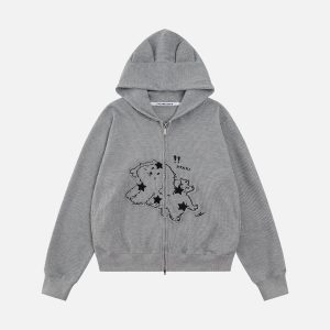 Aelfric Eden Towel Cat Waffle Zip Up Hoodie