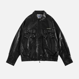 Aelfric Eden Rivet Bow Faux Leather Jacket