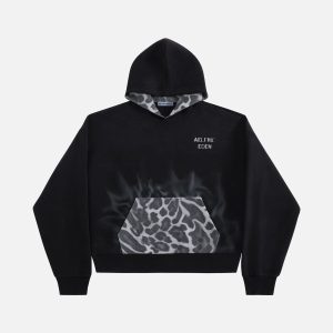 Aelfric Eden Leopard Graffiti Boxy Pullover Hoodie