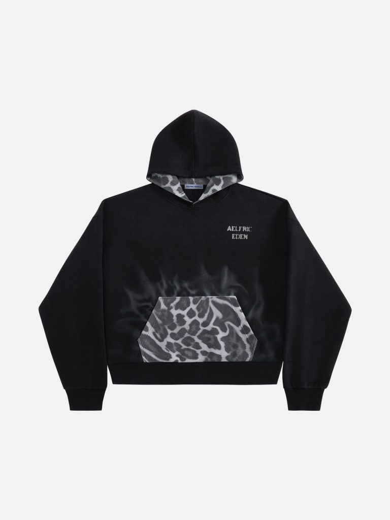 Aelfric Eden Leopard Graffiti Boxy Pullover Hoodie