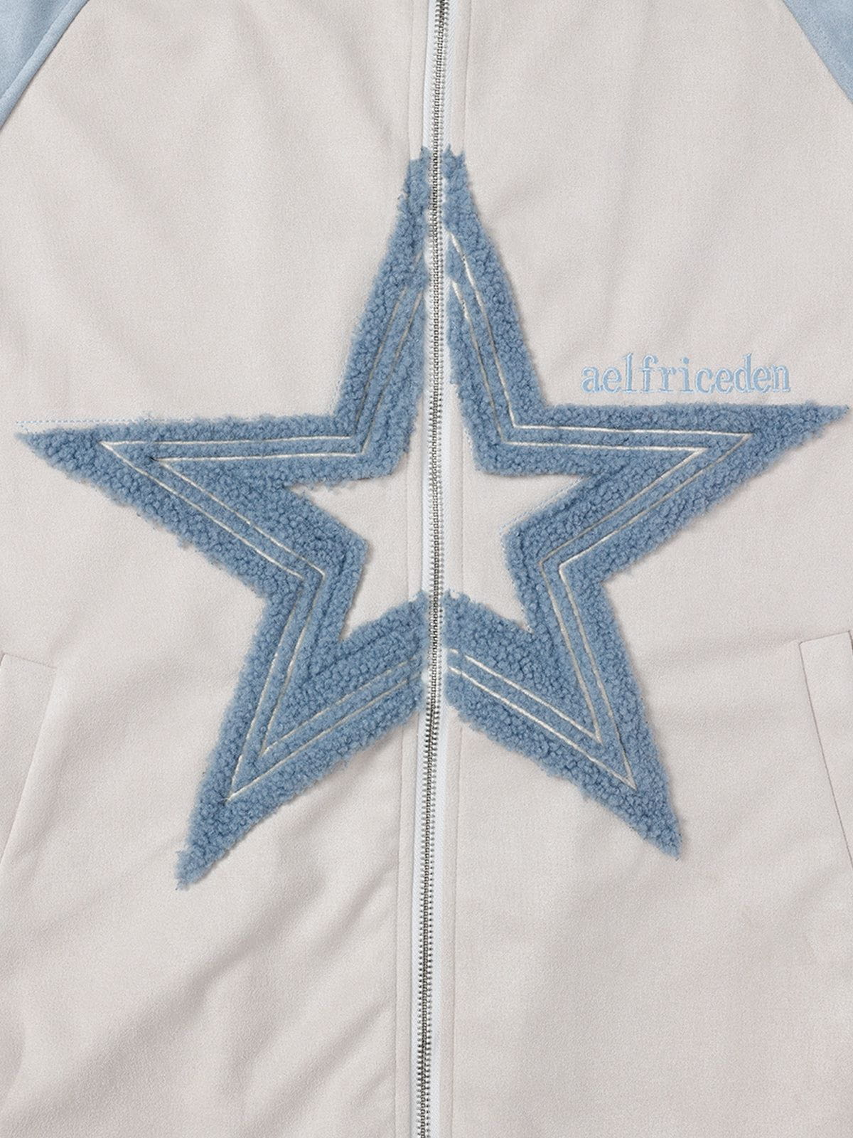 Aelfric Eden Suede Star Patchwork Zip Up Hoodie - Image 15