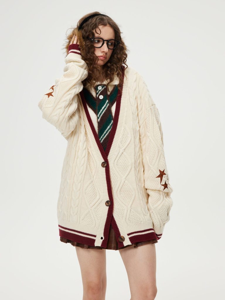 Aelfric Eden Color Blocking Star V-Neck Cardigan