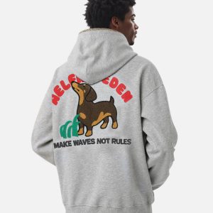 Aelfric Eden Towel Embroidery Dachshund Pullover Hoodie
