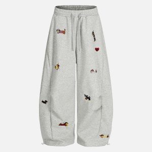 Aelfric Eden Embroidery Puppy Baaggy Barrel Sweatpants