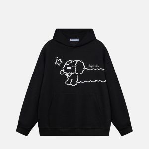 Aelfric Eden Cartoon Puppy Graphic Pullover Hoodie