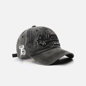 Washed Embroidered Letter Baseball Cap