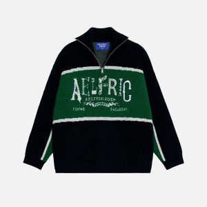 Aelfric Eden Jacquard Half Zip Sweater