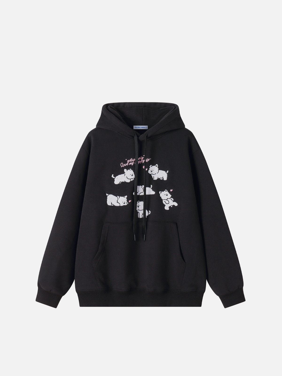 Aelfric Eden Embroidery Cartoon Dog Graphic Pullover Hoodie