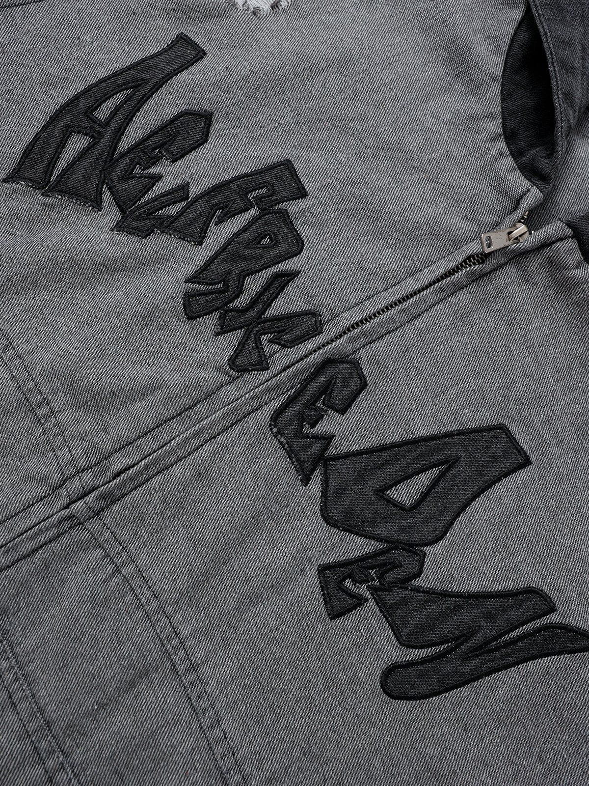 Aelfric Eden Denim Patchwork Zip Up Hoodie - Image 5