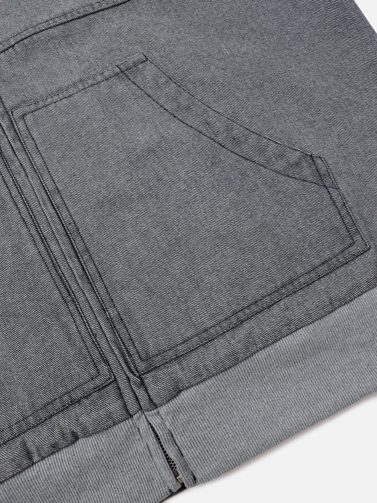 Aelfric Eden Denim Patchwork Zip Up Hoodie - Image 6