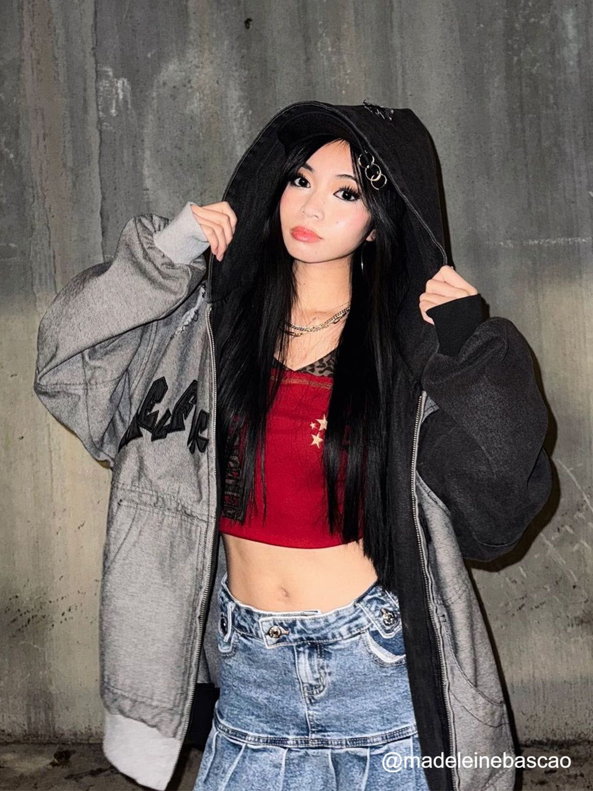 Aelfric Eden Denim Patchwork Zip Up Hoodie - Image 2